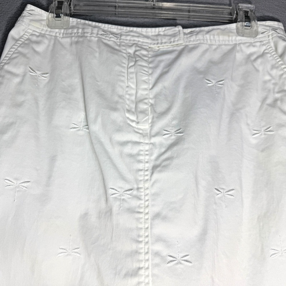 Talbots Dragonfly Embroidered Chino Skirt Womens Size 8 White Cotton Preppy Y2K - Picture 3 of 7